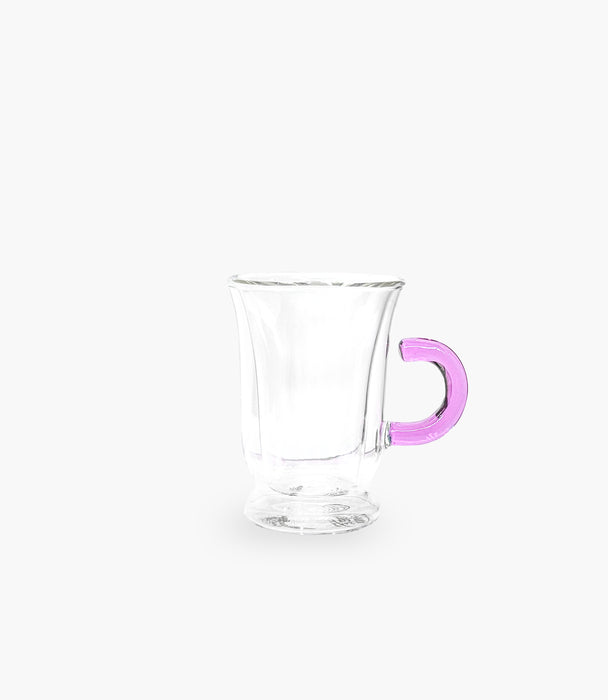 Clear Handle Pink Tea Cup S/2 100mL