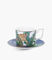 Leopard Coffee Cup W/Saucer 220mL Green