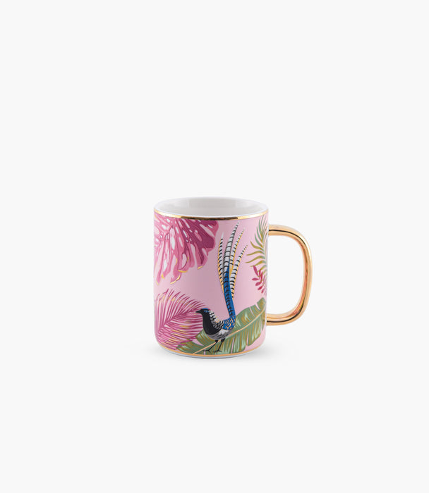 Flying Bird Ceramic Mug With Lid And Spoon 350mL Multicolour