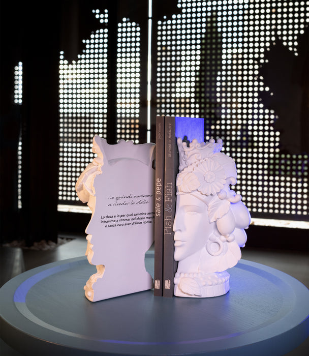 Teste Matte Reggilibri White Bookend Dante Polyresin  25.5c