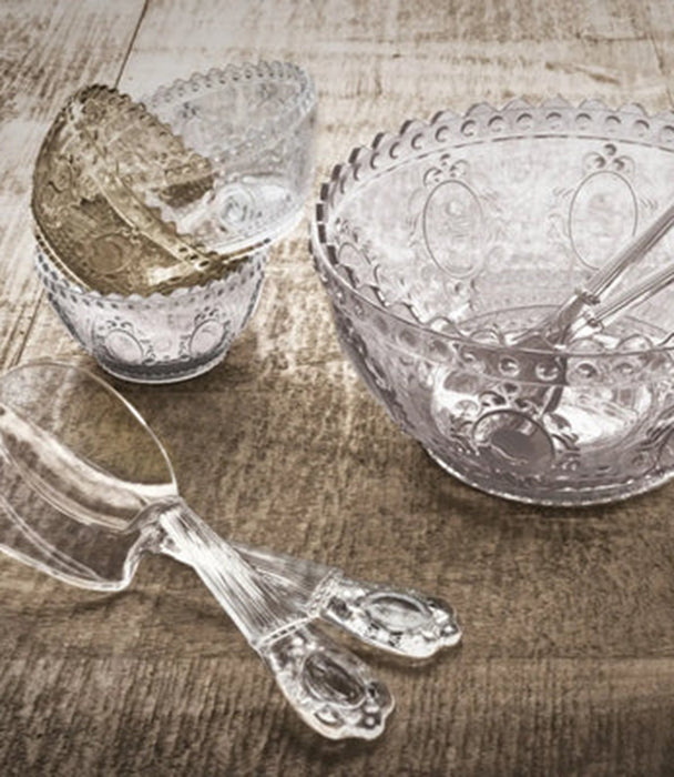 Baroque & Rock Set Salad Bowl & Cutlery Clear
