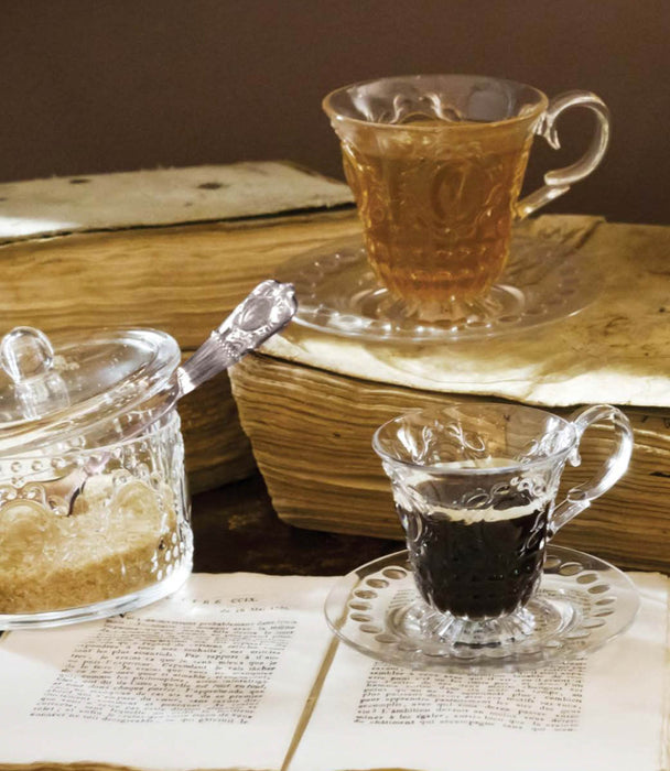 Baroque & Rock - Acrylic Set 2 Coffee Cup & Saucer - Clear - Roomours UAE