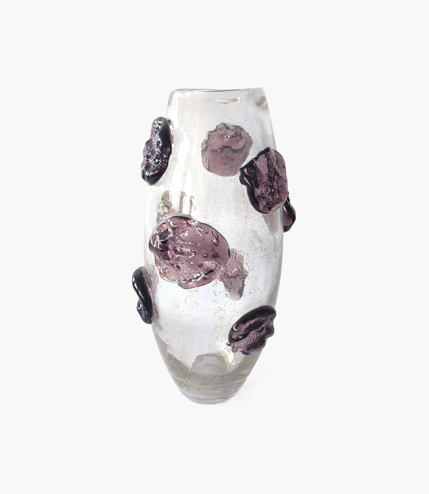 Abstract Clear with Golden Dots and Purple Dots Vase 21*21*5