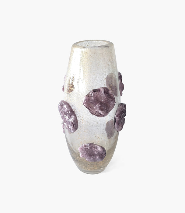Abstract Clear with Golden Dots and Purple Dots Vase 19*19*4