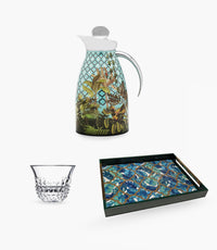 Amazonia Silver Leaves Bundle: Thermos, Cups, Tray -8 Pieces - Roomours UAE