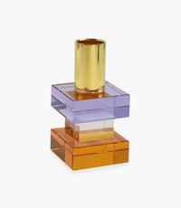 Kiyara Crystal Glass Candlestick Purple/Orange 5x5x10cm