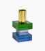 Kiyara Crystal Glass Candlestick Green/Blue 5x5x10cm - Roomours UAE