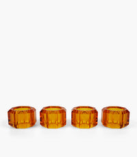 Kiyara Crystal Glass Napkin Ring Amber S/4