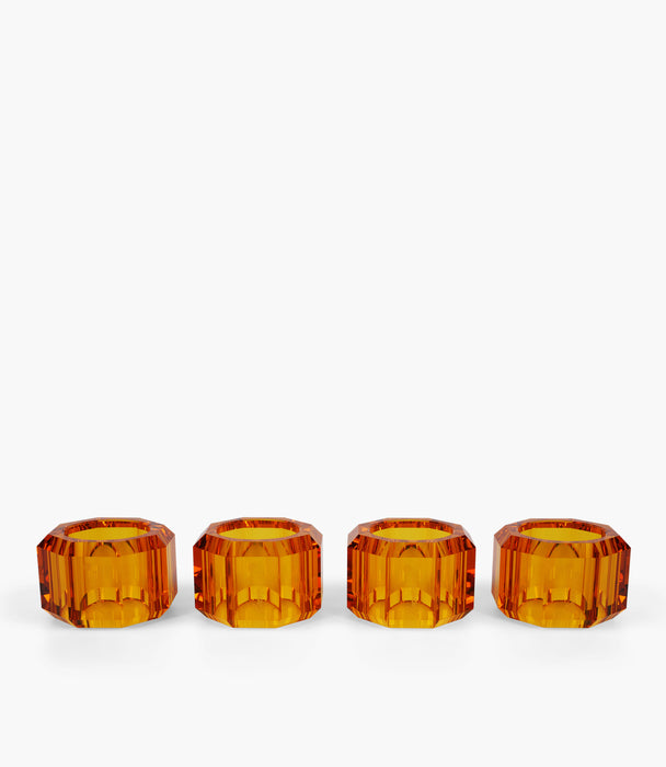 Kiyara Crystal Glass Napkin Ring Amber S/4