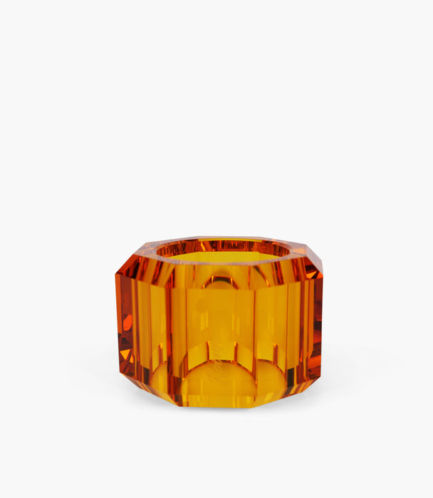 Kiyara Crystal Glass Napkin Ring Amber S/4
