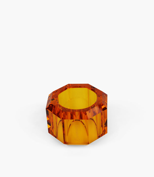 Kiyara Crystal Glass Napkin Ring Amber S/4