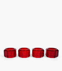 Kiyara Crystal Glass Napkin Ring Red S/4
