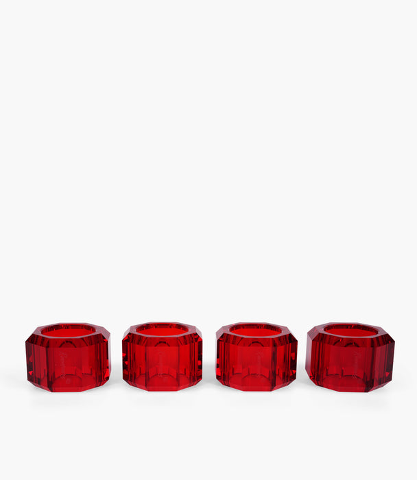 Kiyara Crystal Glass Napkin Ring Red S/4