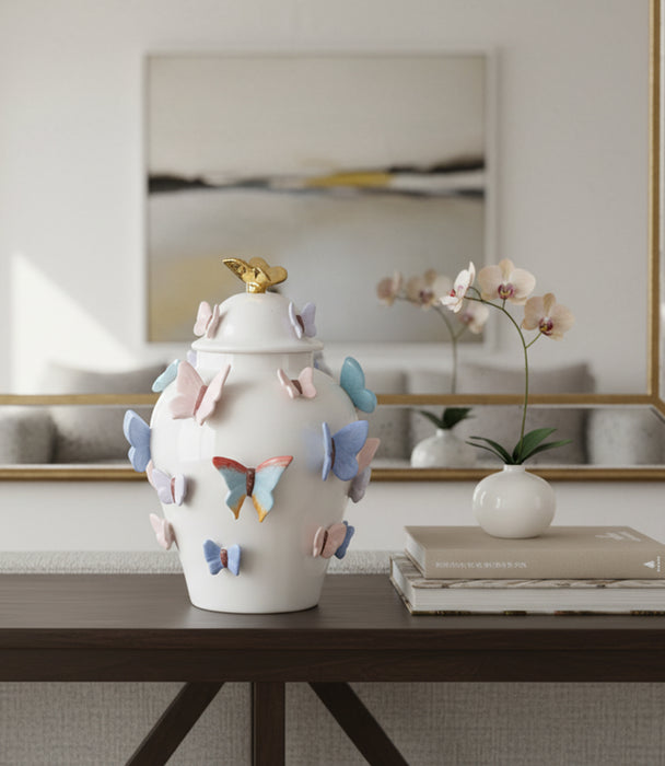Butterfly Pot With Lid 27*27*38cm