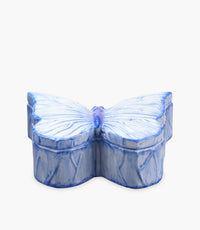 صندوق بترفلاي سيراميك أبيض وأزرق بشكل فراشة