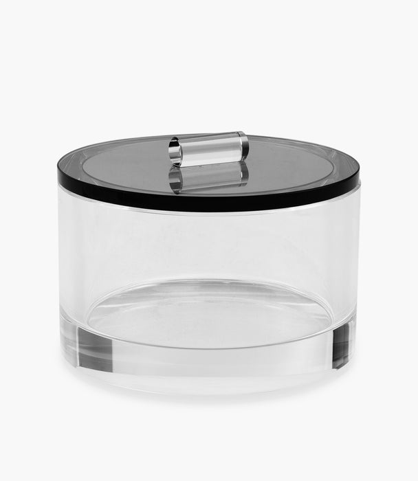 Kiyara Crystal Glass Jar Round Clear/Black 12x12x8.6cm