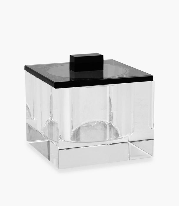 Kiyara Crystal Glass Box Jar Clear/Black 12x12x12cm - Roomours UAE