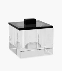 Kiyara Crystal Glass Box Jar Clear/Black 10x10x10cm - Roomours UAE