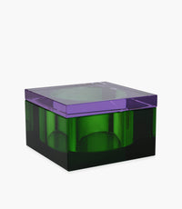 Kiyara Crystal Glass Jar Box Green/Purple 13x13x8cm - Roomours UAE