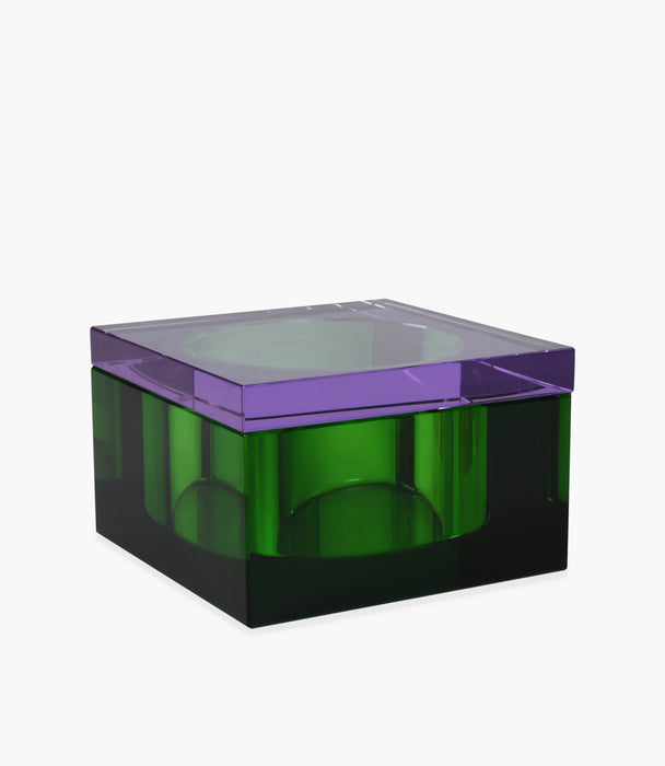 Kiyara Crystal Glass Jar Box Green/Purple 13x13x8cm - Roomours UAE