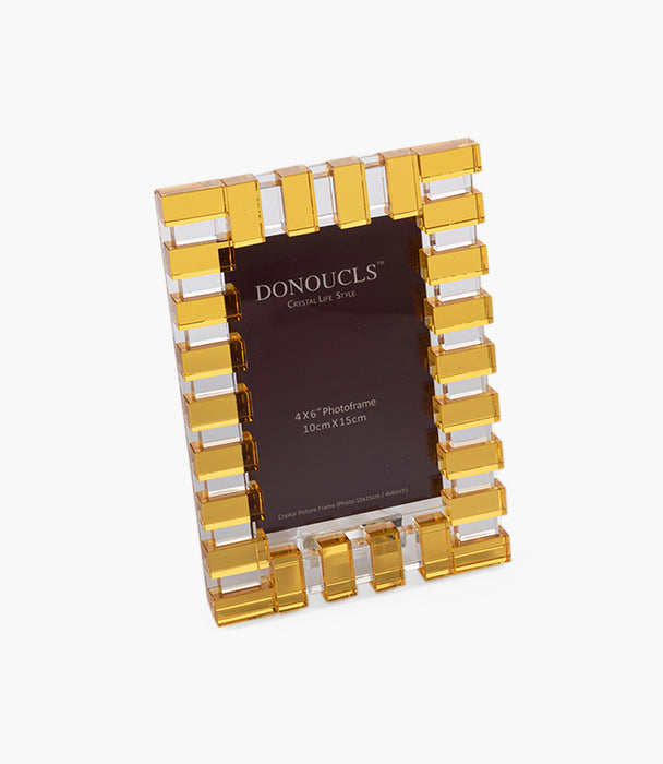 Kiyara Crystal Glass Photo Frame Clear & Amber Colour 4*6"