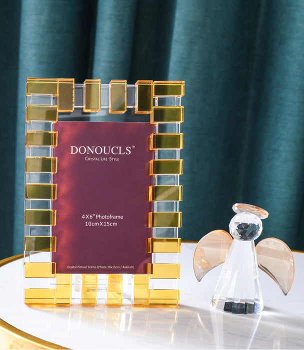 Kiyara Crystal Glass Photo Frame Clear & Amber Colour 4*6"