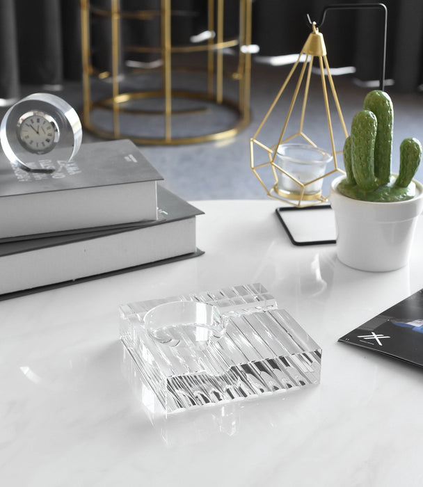 Kiyara Crystal Glass Ashtray Clear 13.5x13.5x3.5cm - Roomours UAE