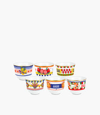 طقم فناجين قهوة دولتشي فيتا سيراميك برسوم ملونة - عدد 6