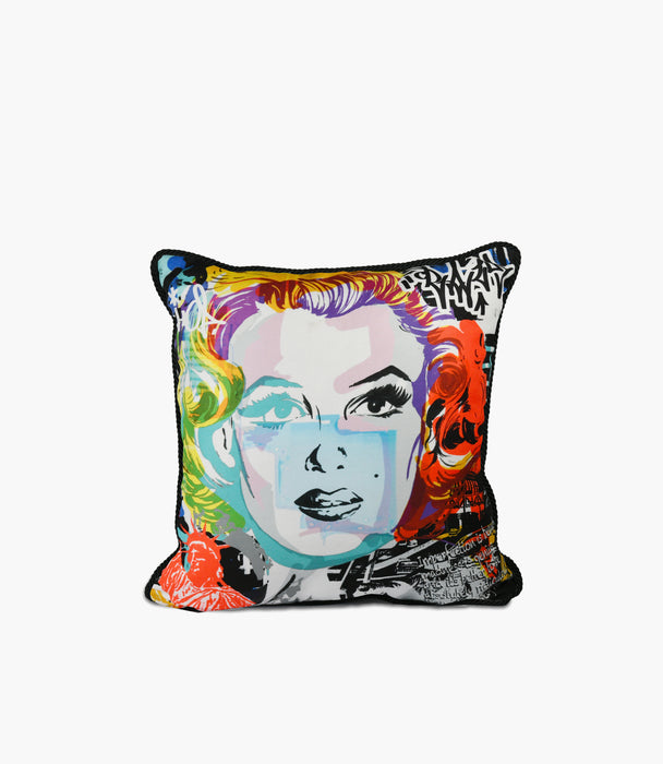 Street Art Velvet Cushion 45x45cm - Marilyn