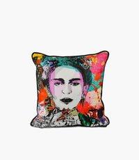 Street Art Velvet Cushion 45x45cm - Frida - Roomours UAE