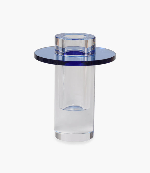 Kiyara Crystal Glass Vase Clear & Blue 10x10x12.5cm - Roomours UAE