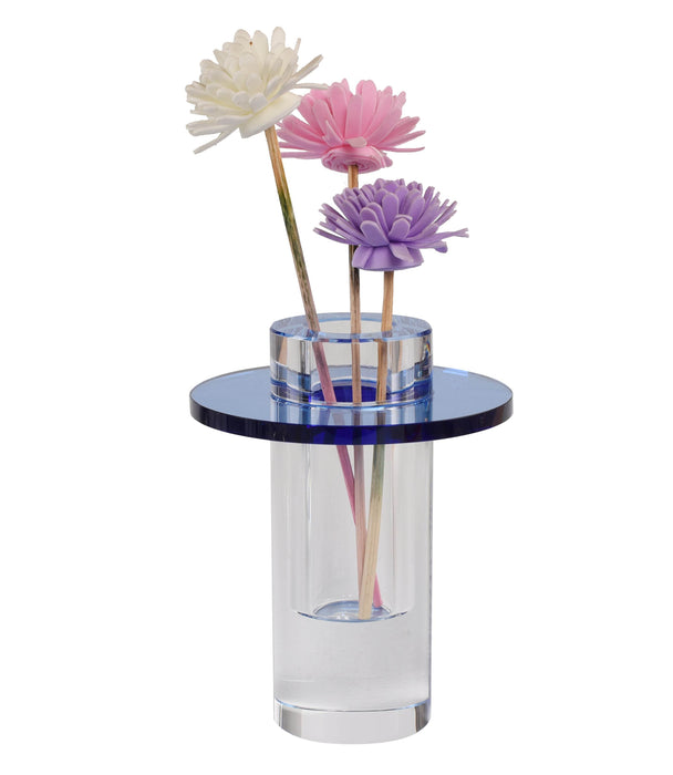 Kiyara Crystal Glass Vase Clear & Blue 10x10x12.5cm - Roomours UAE