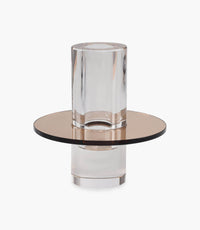 Kiyara Crystal Glass Vase Clear & Brown Low 12x12x12.5cm - Roomours UAE