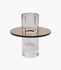 Kiyara Crystal Glass Vase Clear & Brown High 12x12x12.5cm