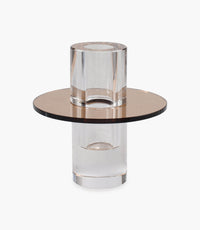 Kiyara Crystal Glass Vase Clear & Brown High 12x12x12.5cm - Roomours UAE
