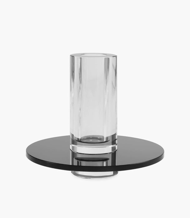 Kiyara Crystal Glass Vase Clear & Black 15x15x12.5cm - Roomours UAE