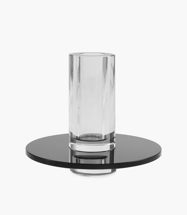 Kiyara Crystal Glass Vase Clear & Black 15x15x12.5cm