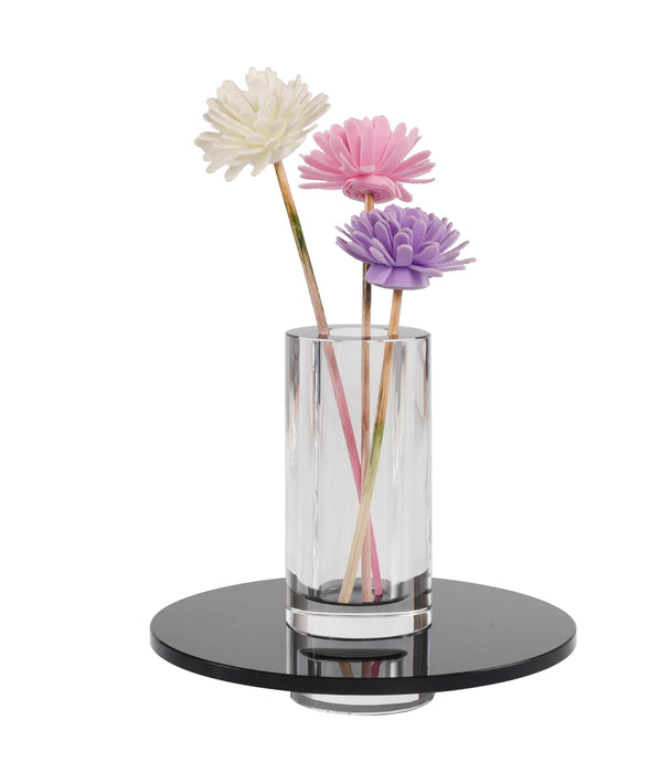 Kiyara Crystal Glass Vase Clear & Black 15x15x12.5cm - Roomours UAE