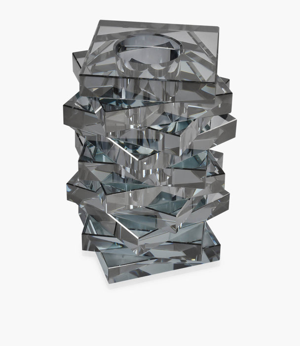 Kiyara Crystal Glass Vase Eletroplating Grey 14X14X19cm - Roomours UAE