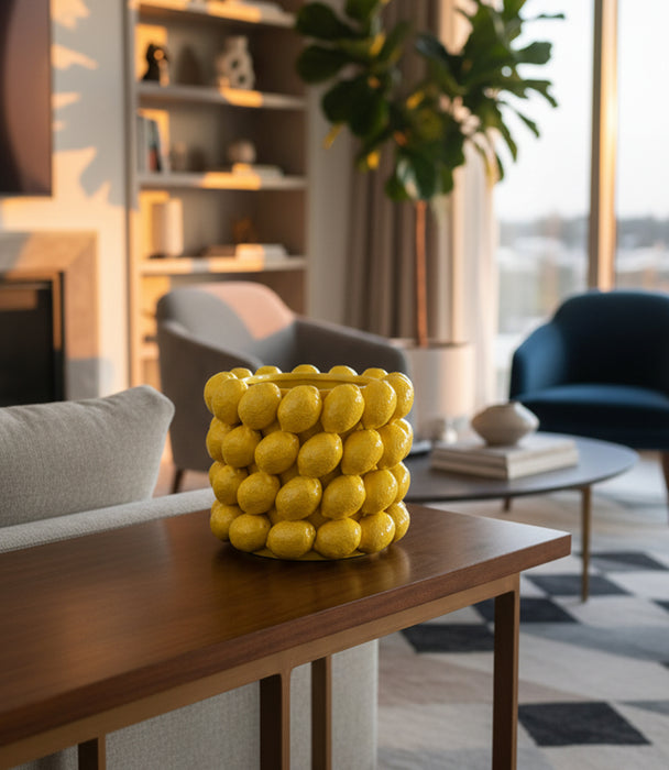 L-Yellow Pot With Lemon Dolomite 25*25*18.2cm