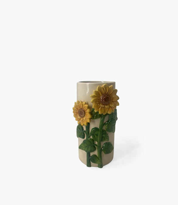 S-Vase With Sunflower Dolomite D11.3, 21.7cm