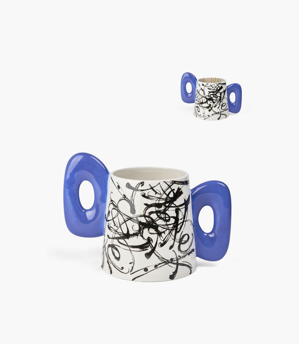 أصيص نباتات دولوميت ريزن مع مقبضين بشكل أذن زرقاء