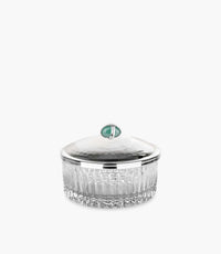 برطمان دوجال تاس كريستالي مع مقبض مزيّن بحجر أخضر - 19×8 سم