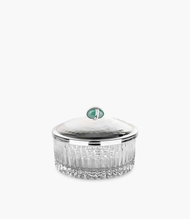 برطمان دوجال تاس كريستالي مع مقبض مزيّن بحجر أخضر - 19×8 سم