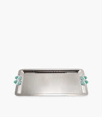 Dogal Tas Glass Bubble Rectangular Tray I In Green Stone 28