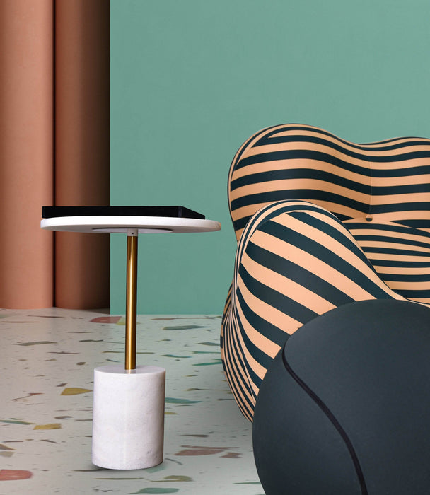 Andrea Marble Accent Table - White - Roomours UAE