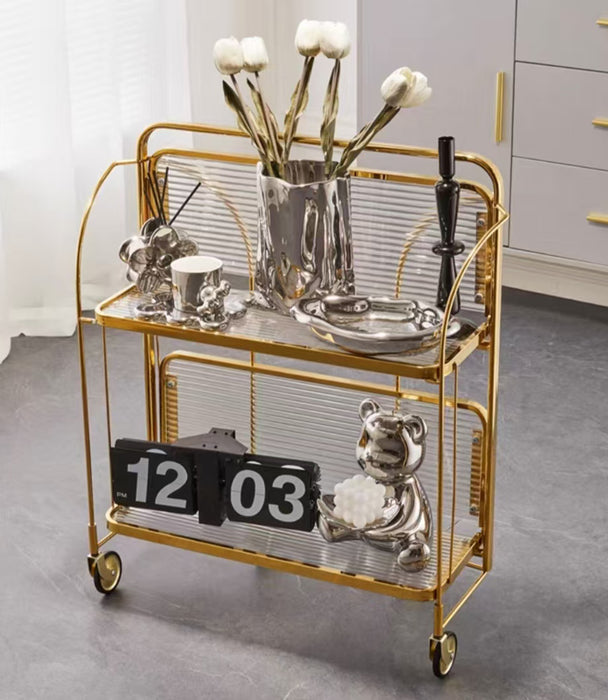 Flair Tempered Glass Tolley Chrome Gold Base 61*42*80H