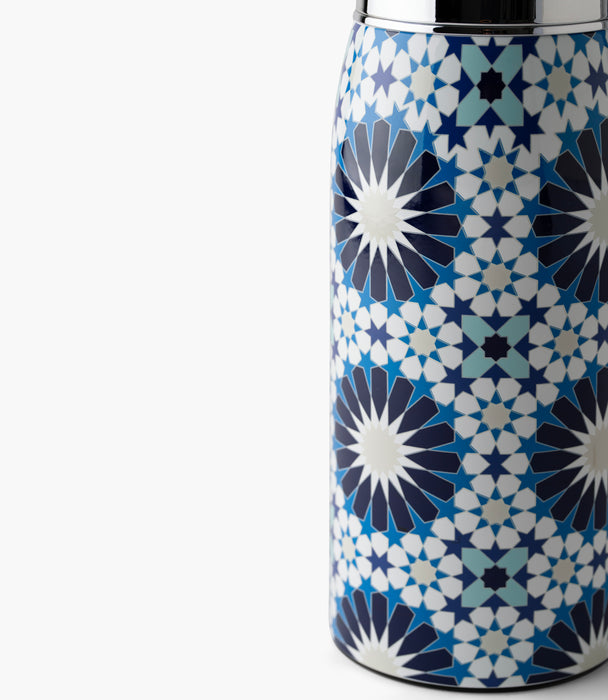 ترمس بلو جيوماتريك ستانلس ستيل بزخارف هندسية دائرية - 1 لتر