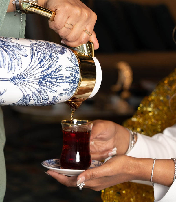 Summer Palm - White 1L Thermos - Roomours UAE