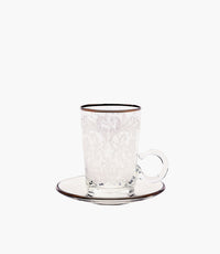 Embroidery Silver Tea Cup w/Saucer 120mL S/6